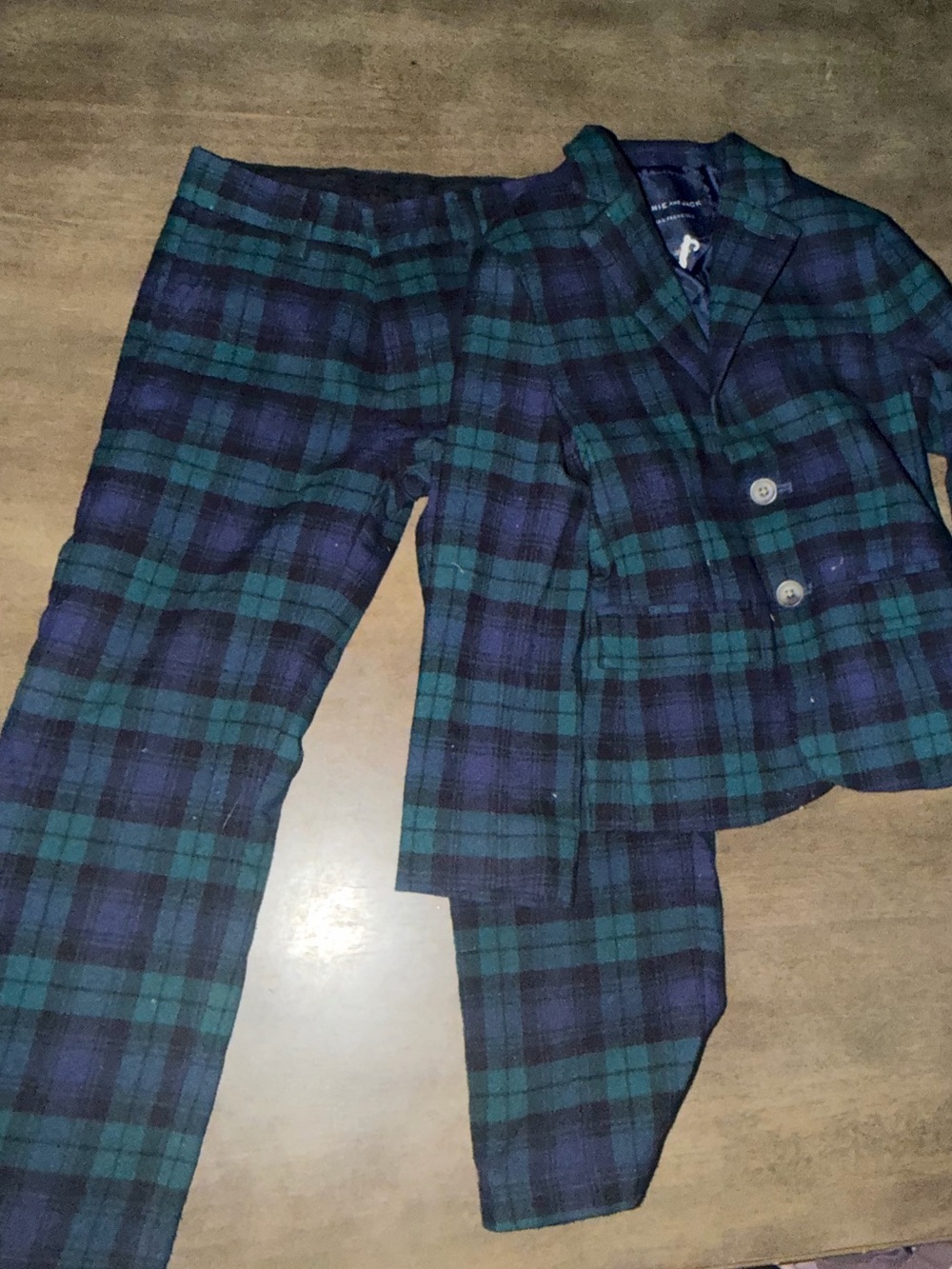Janie and Jack 4 pcs holiday tarte pants shirt vest suits Navy Satin-Like Line